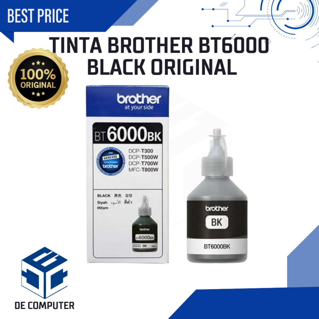 TINTA BROTHER BT 6000 BK FOR INK PRINTER DCP-T300 / DCP-T500W / DCP-T700W / DCP-T800W-HITAM