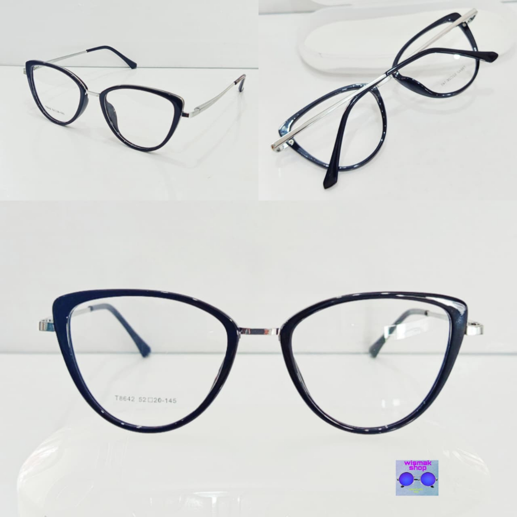 Frame kacamata bingkai kacamata wanita model cateye tangkai per premium