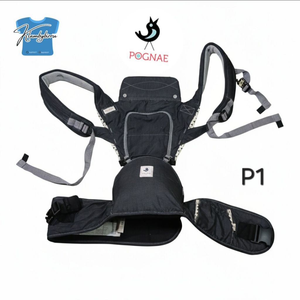 GENDONGAN ANAK BAYI HIPSEAT POGNAE 5+ WARNA ABU hampir LIKE NEW