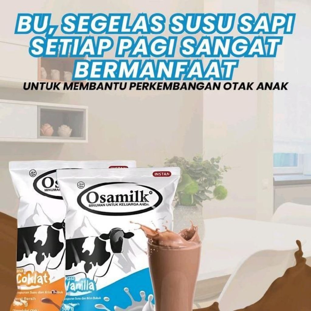 SUSU OSAMILK GEMUK BADAN - bubuk 500gr rasa vanilla & coklat (penggemuk badan cepat) ori 100%