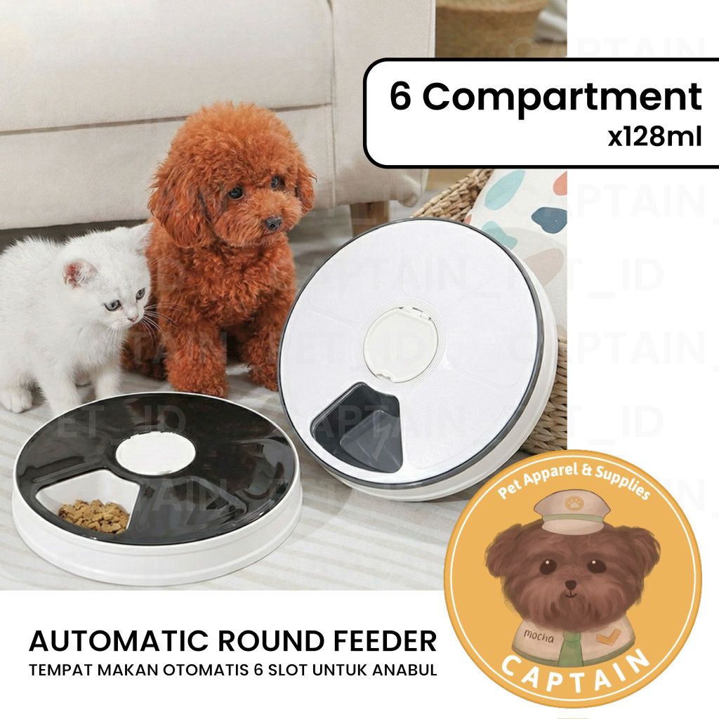 AUTOMATIC PET FEEDER WITH TIMER 6 COMPARTMENT TEMPAT MAKAN HEWAN PELIHARAAN OTOMATIS MANGKUK MAKAN A