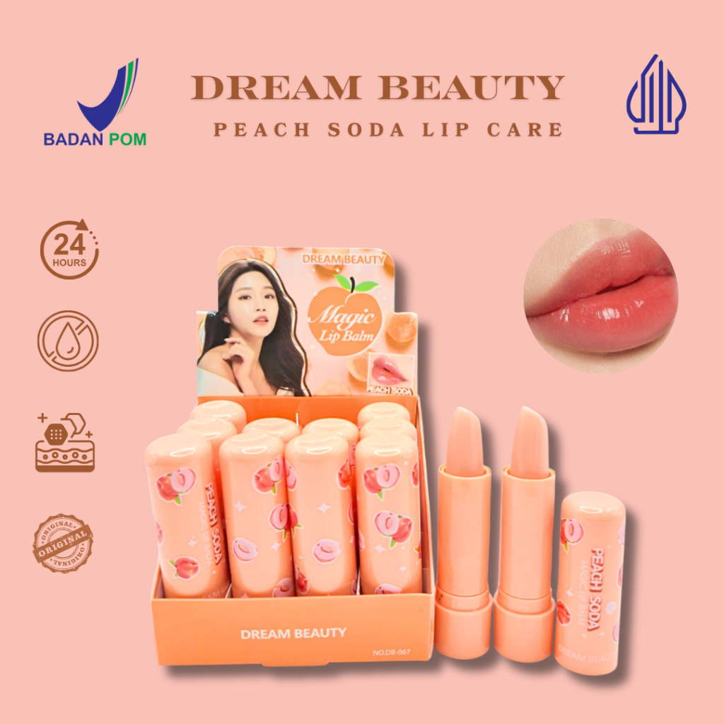 BPOM (PERBOX 12PCS) DREAM BEAUTY LIP BALM PEACH SODA LIP CARE AVOCADO
