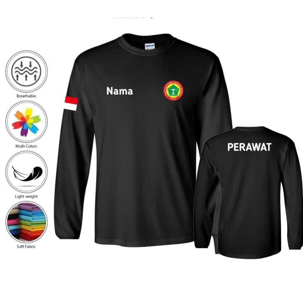 KAOS PERAWAT PPNI LOGO FREE NAMA LENGAN PANJANG