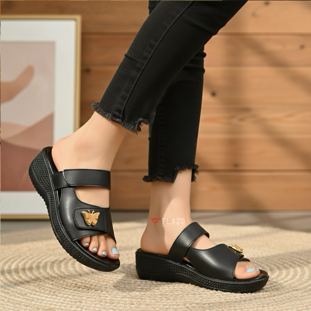 Flazo Sandal Wanita Wedges Sandal Cewek Slip On Kekinian Kondangan Model Terbaru