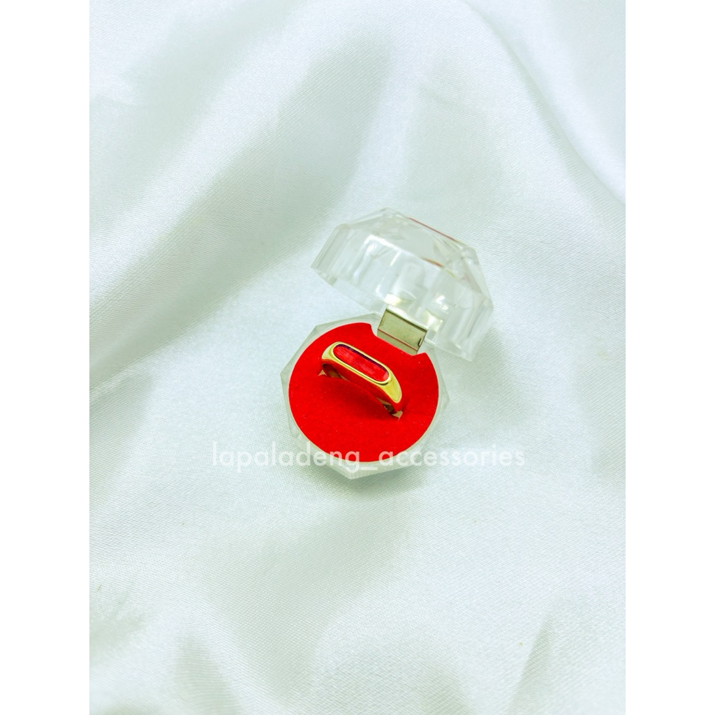 Cincin onyx tipis pria fashion simple unik titanium 0424