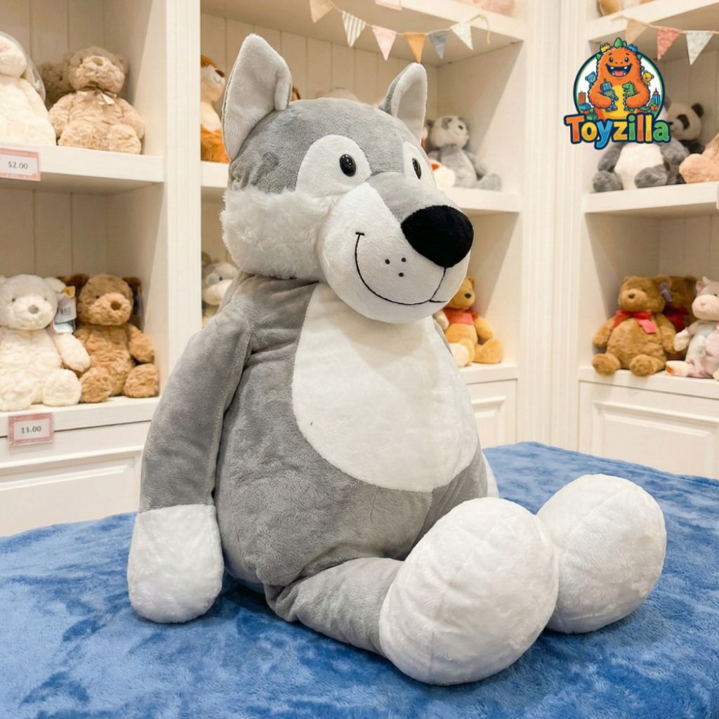 Boneka Serigala Jumbo Besar 70cm Asli Original