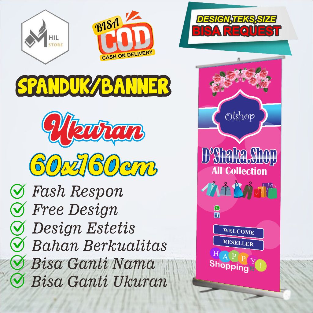 Spanduk Banner Berdiri Onlineshop Bahan Flexy Cina