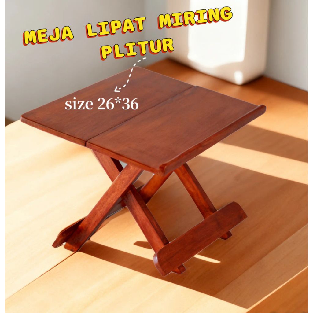 Meja Lipat Kayu Jati Asli / Meja Belajar Lipat / Meja Laptop Lipat