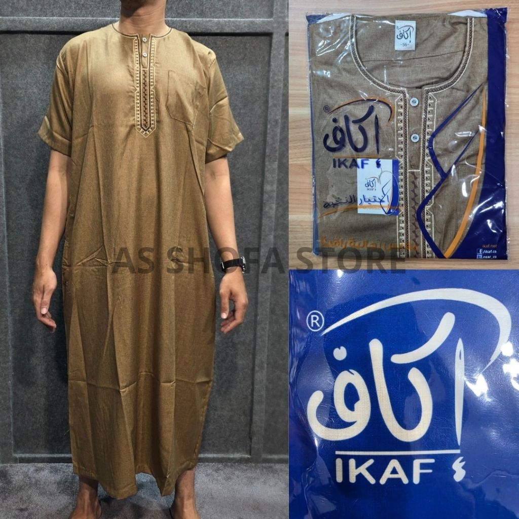 Gamis Pria Ikaf Jubah Pria Ikaf Dewasa Katun Madinah Lengan Pendek Original