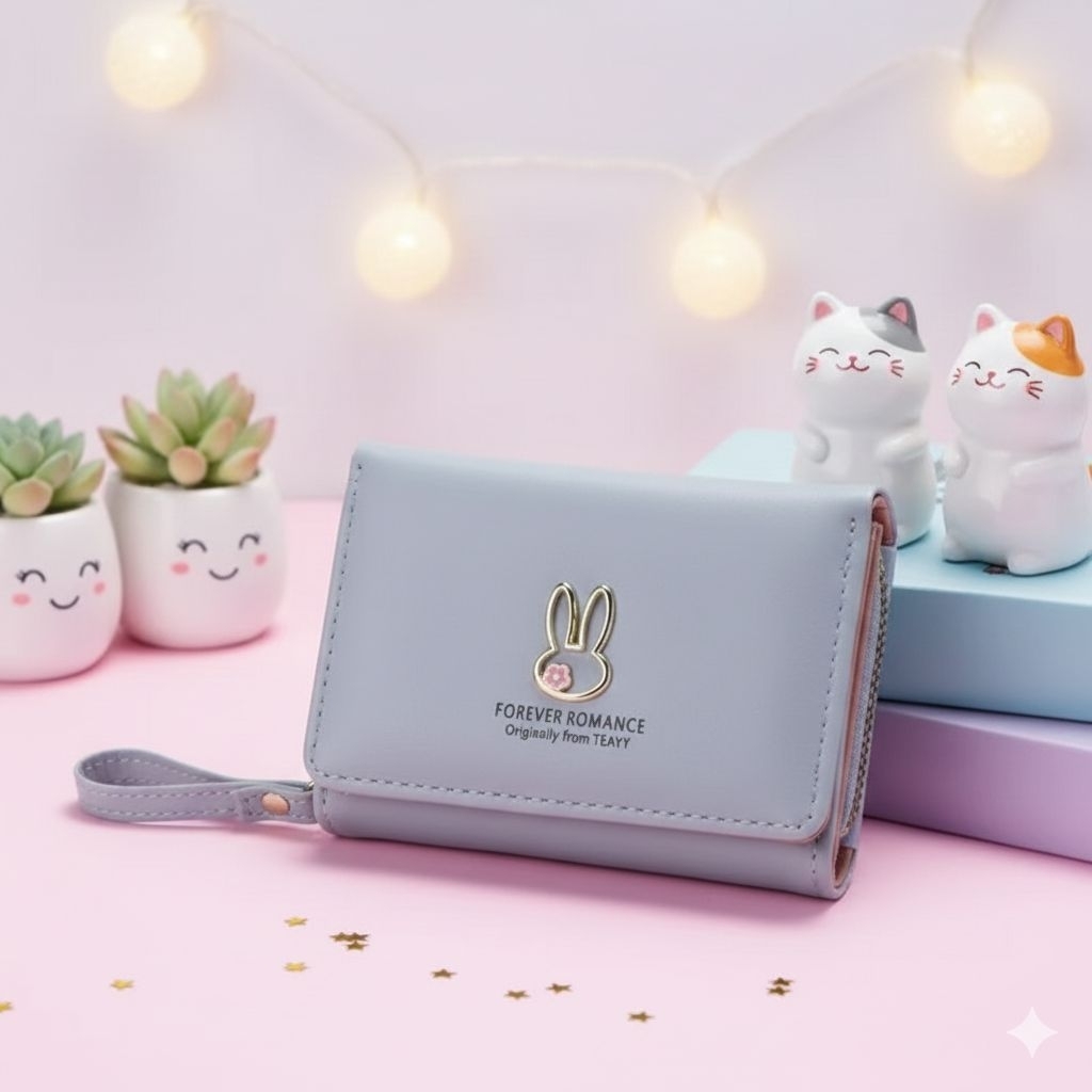 Dompet Wanita-Dompet Kelinci-Dompet Lipat Premium-Dompet Model Embos-Dompet Mini Genggam