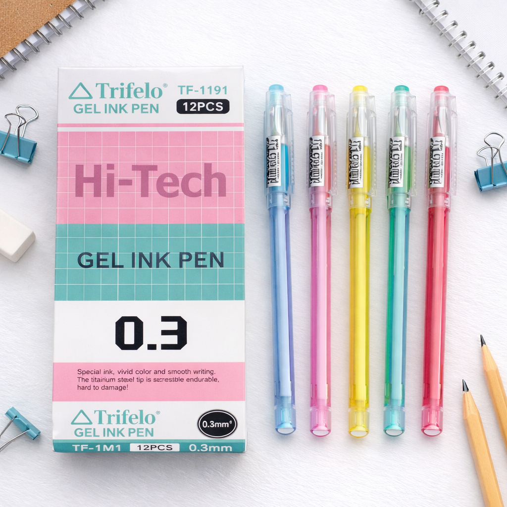 (12 pcs) Pulpen Gel Trifelo Hi Tech 0.3 mm TF-1191 - Ballpoint Pulpen Pen Gel Hi-Tech 0.3 mm