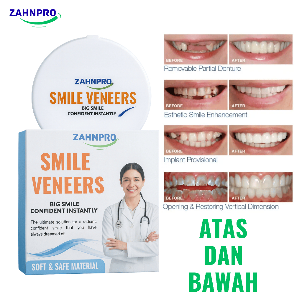 ZAHNPRO Original Gigi Palsu Atas Bawah Instan Gigi Palsu Silikon Authentic Pemutih Gigi