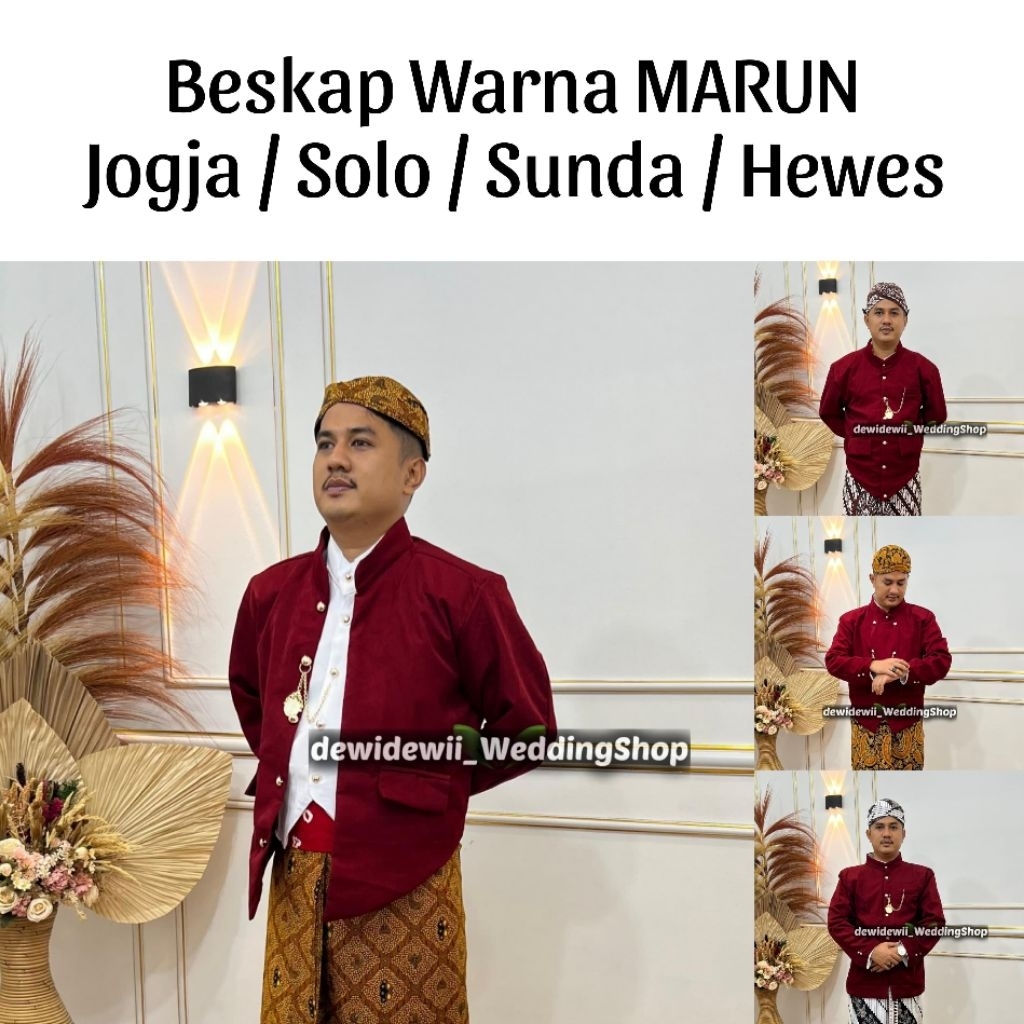 Beskap Model Lengkap - Warna Maroon / Warna Lain nya - Jogja / Solo / Sunda / Hewes | ~bskp