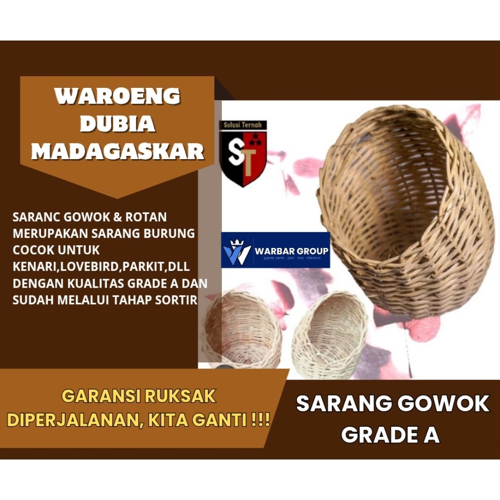 Sarang jumbo burung kenari,lovebird,parkit dll / sarang gowok & rotan KUALITAS GRADE A