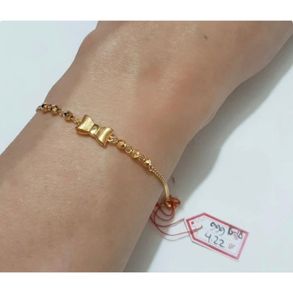Gelang rantai emas 24k pita bola