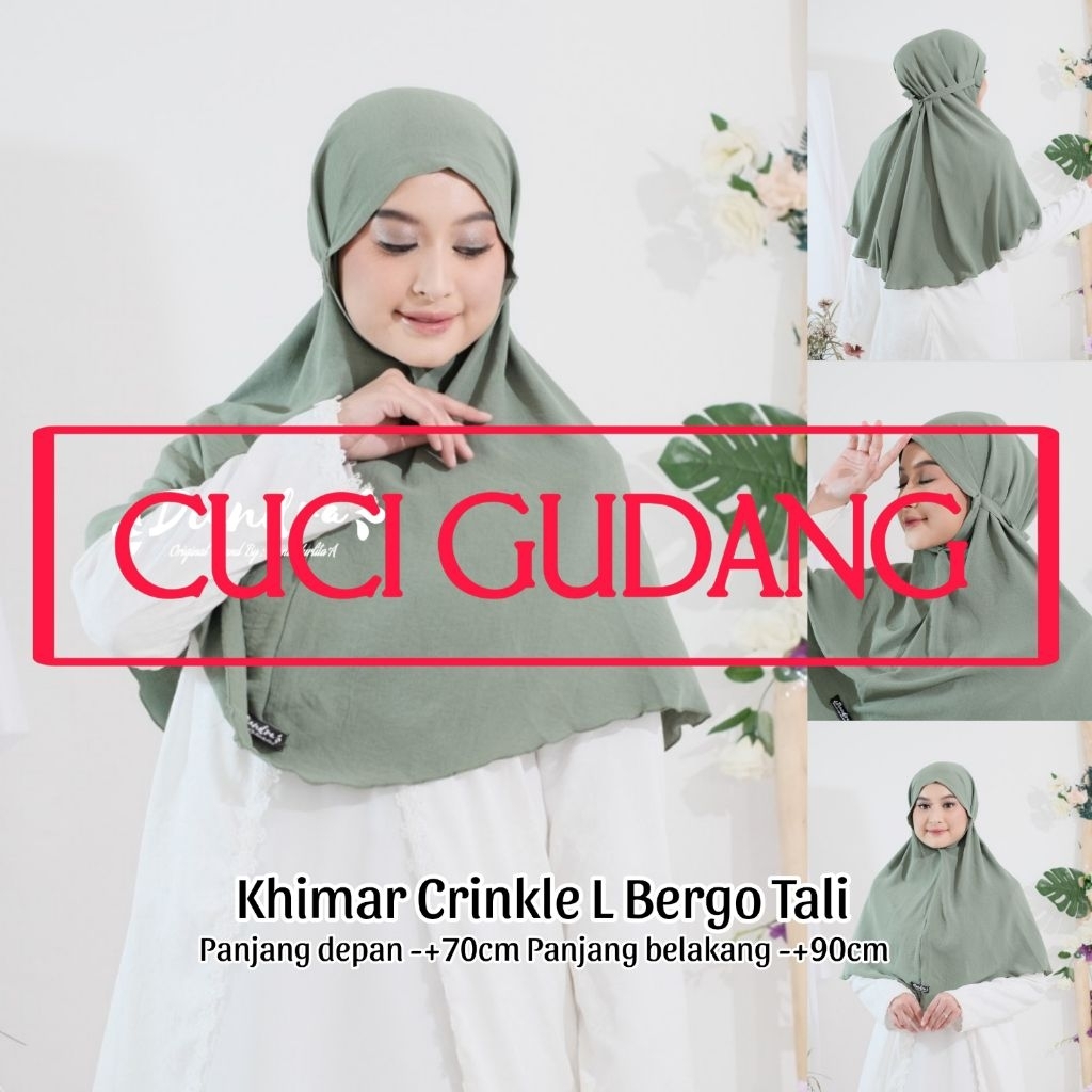 [Diandra Hijab]Jilbab Kerudung Khimar Jumbo Tali Size L Bergo Maryam Jumbo Crinkle Air Flow Hijab In