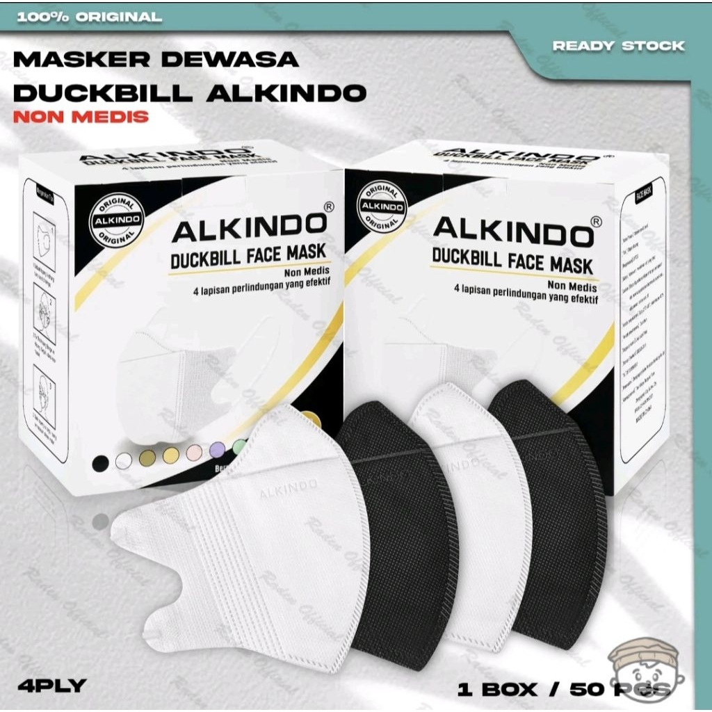 masker duckbill alkindo 50pcs 4ply/masker duckbill alkindo 50 pcs tebal 4 ply/masker duckbil alkindo