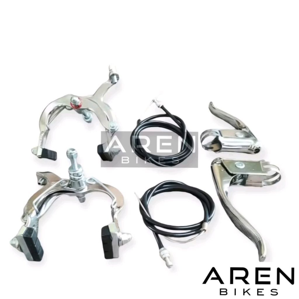 REM SEPEDA BALAP JADUL U BRAKE KROM 24 26 27 TAIWAN CHROME U-BRAKE SEPASANG SEPAKET KOMPLIT LENGKAP 