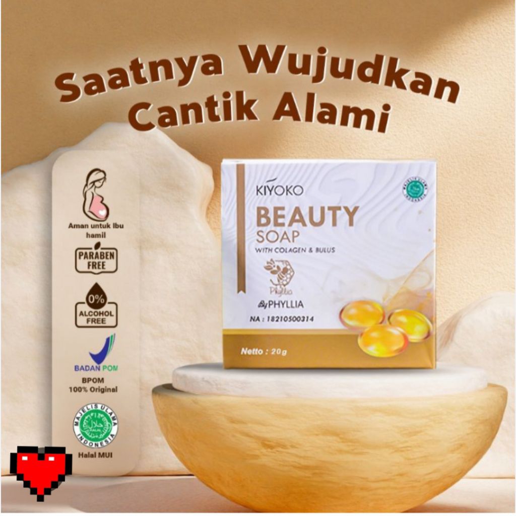 KIYOKO BY PHYLLIA BEAUTY SOAP 20g 100% ORI kulit sehat cerah alami