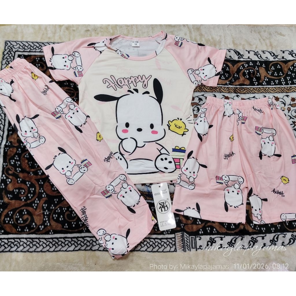 Piyama Anak motif Pochaco 3in1 Leisure wear baju tidur anak perempuan