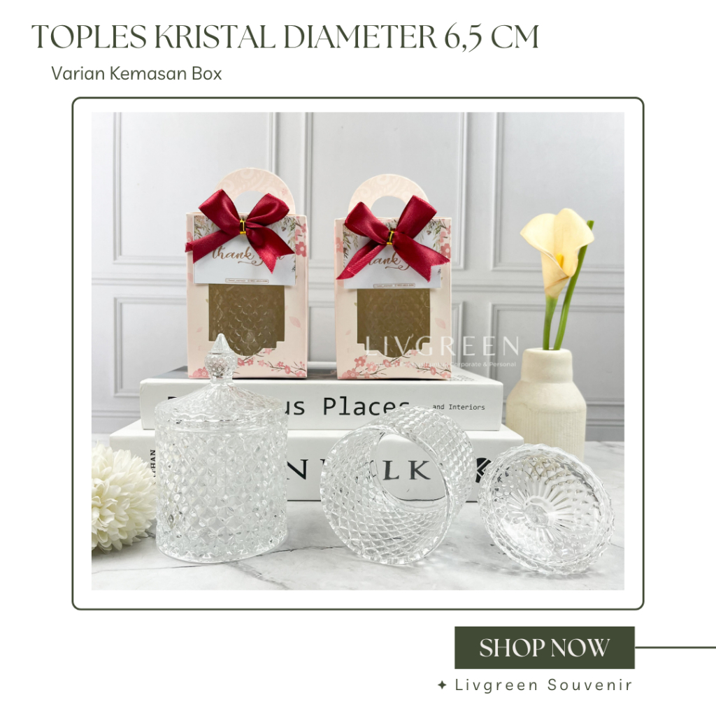 Souvenir Toples Kaca Mini Kristal Ukuran 11 cm kemasan Box