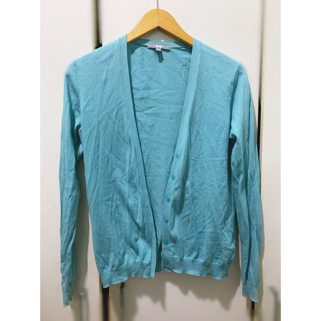 Uniqlo Aqua Teal Blue Cardigan Preloved Second Original