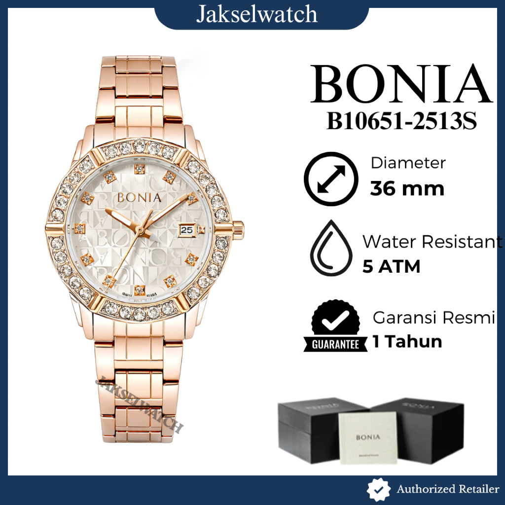 Jam Tangan Wanita Bonia BNB10651 / B10651 Original Garansi Resmi, Rantai
