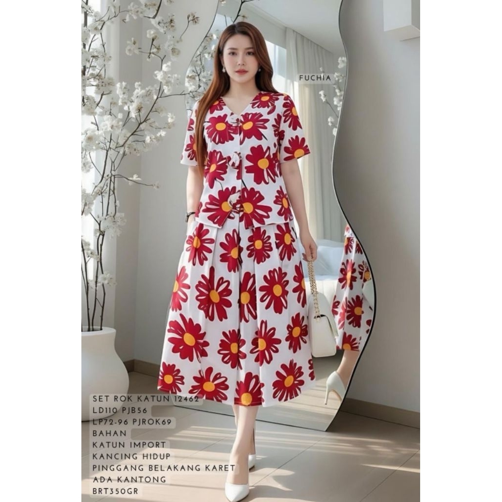 SET ROK KATUN BANGKOK 12462 SET ROK KEMEJA KATUN 63440