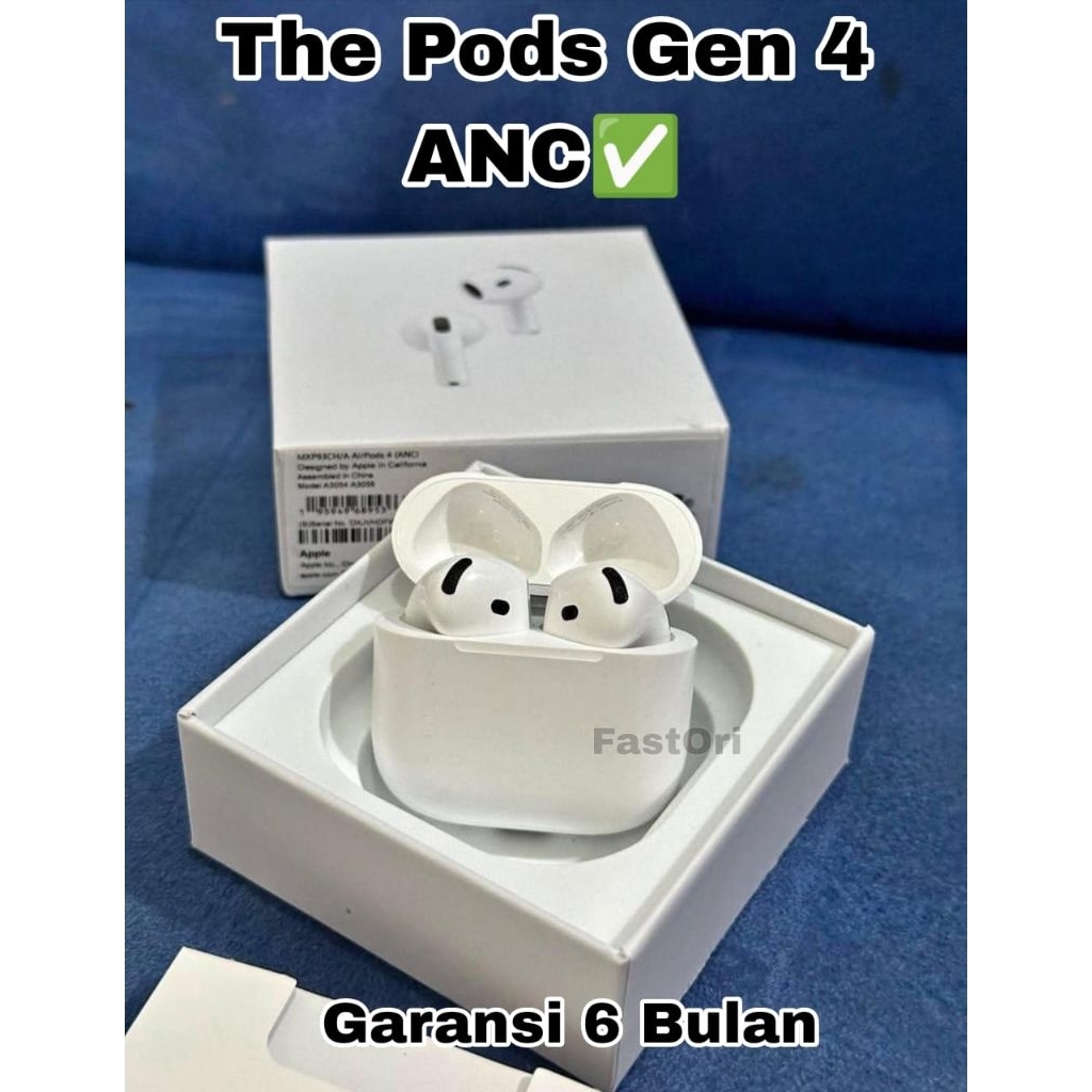 Pods Gen 4 ANC Terbaru 2025 With Wireless Charging Case Bergaransi TWS Bluetooth Original 100%