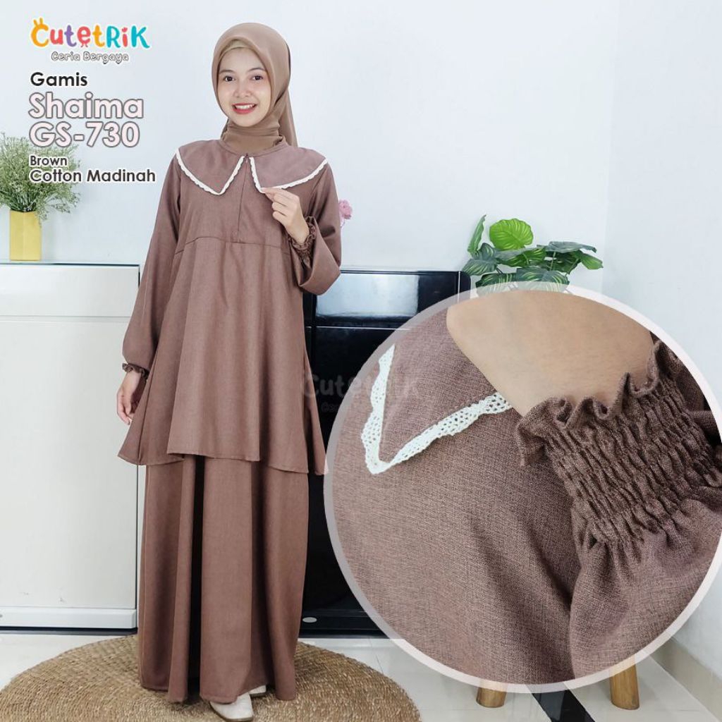vii '2026 NEW SHAIMA GAMIS POLOS KATUN MADINAH REMAJA PEREMPUAN CUTETRIK TERBARU