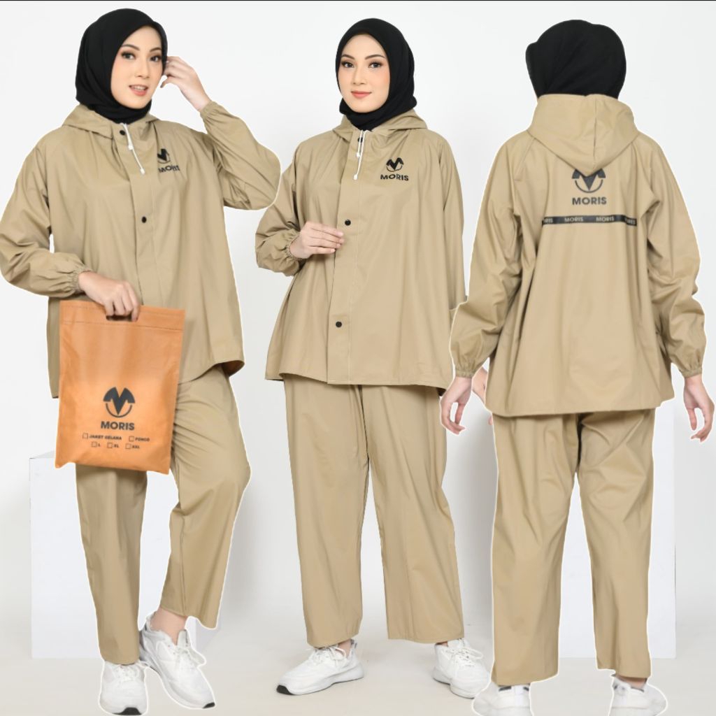 Jas Hujan Setelan Dewasa MORIS. peria dan wanita bahan PVC anti air & anti rembes.