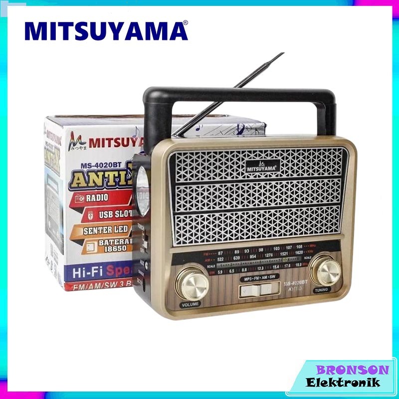Mitsuyama MS-4020 Antik Radio Bluetooth Portable - Radio Speaker / Radio Senter / Radio 3 Band