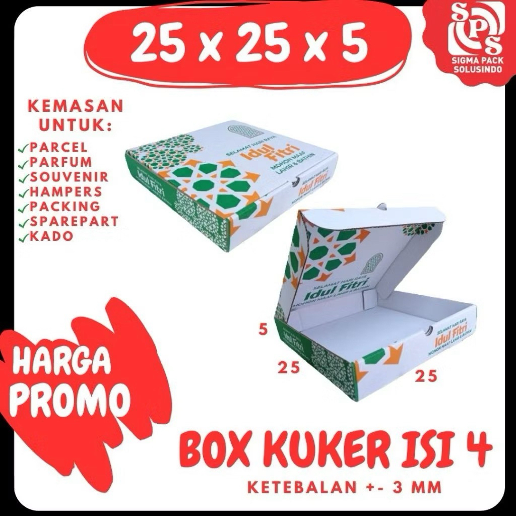 Box kuker 25x25x5 (Toples 250gr isi 4) Kardus Kue Kering idul fitri / Box Kuker / dus Kue Kering