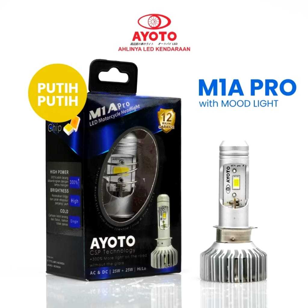 Lampu motor depan LED AYOTO M1A PRO H6 AC DC motor bebek matic