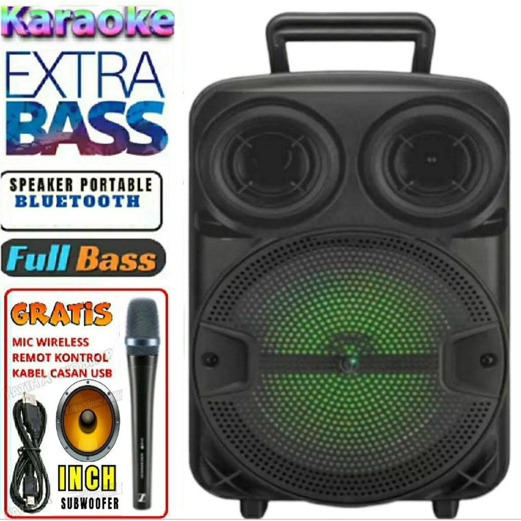 Speaker Bluetooth Kimiso 8.8inc Speaker Bluetooth Subwoofer aktif 7801 Super Bass Speaker karoeke FM