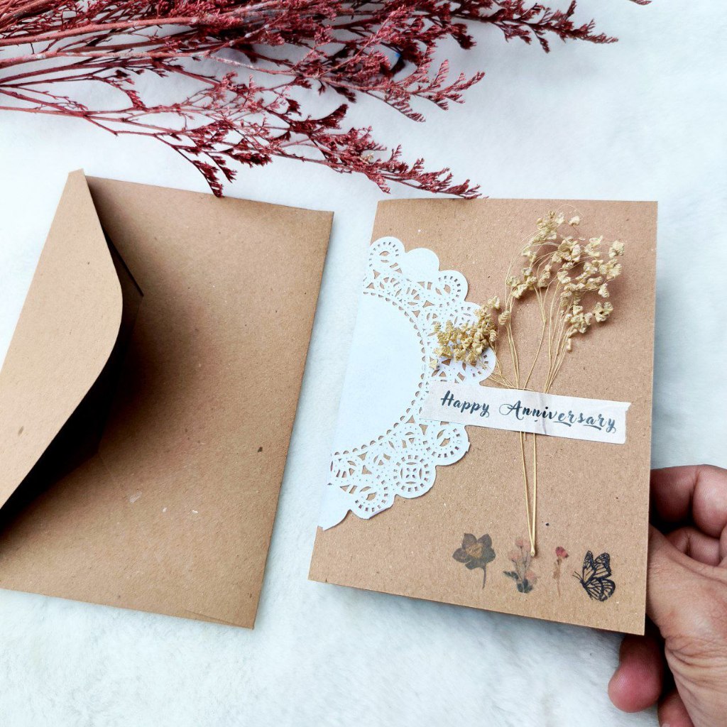 Kartu Ucapan Handmade Estetik Bunga Kering Custom part 5