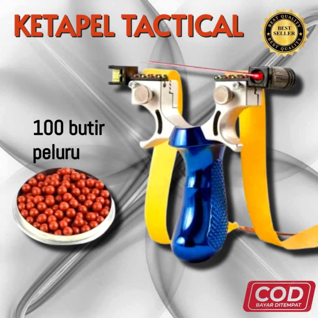 KETAPEL SLINGSHOT LASER PLUS 100 BUTIR PELURU/Ketapel Berburu Plintengan Burung Ikan dengan Laser Al
