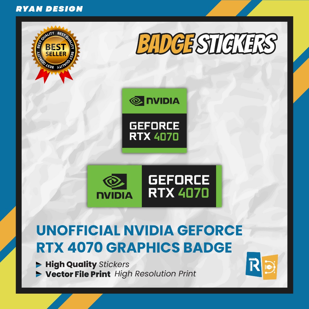 Sticker Logo Nvidia Geforce RTX 4070 Hologram Sticker Badge Graphic Card (Unofficial)
