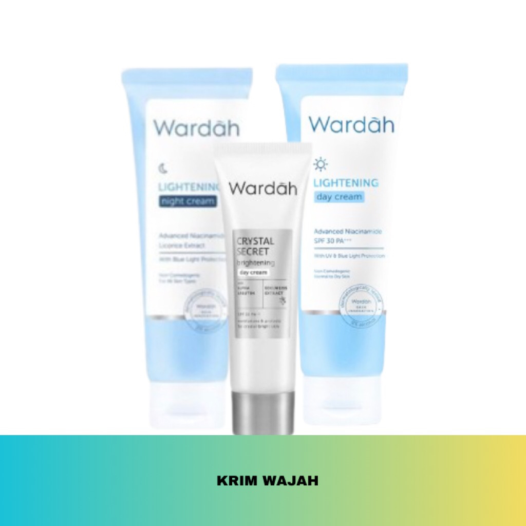 Wardah krim Siang dan krim Malam Lightening Complete Crystal secret Whitening Treatment Original