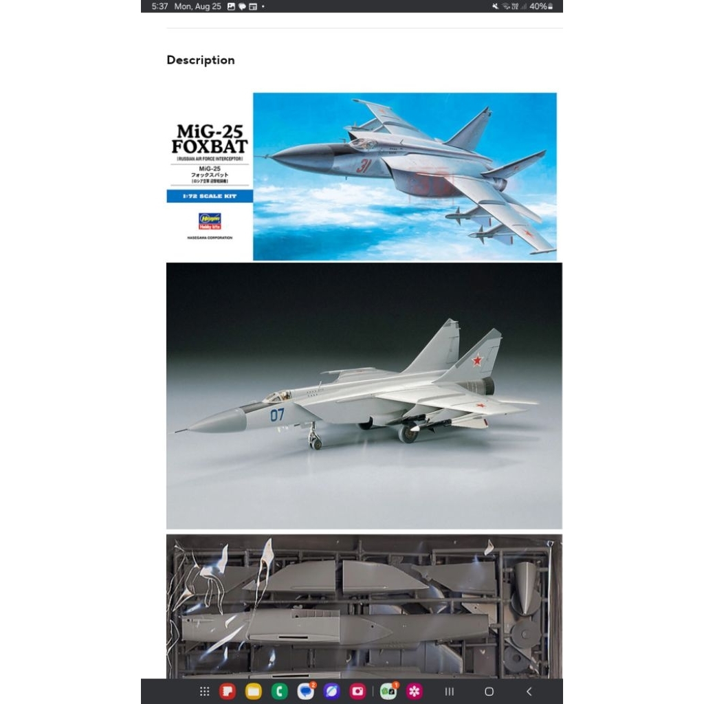 Modelkit MiG-25 Foxbat 1/72 Hasegawa