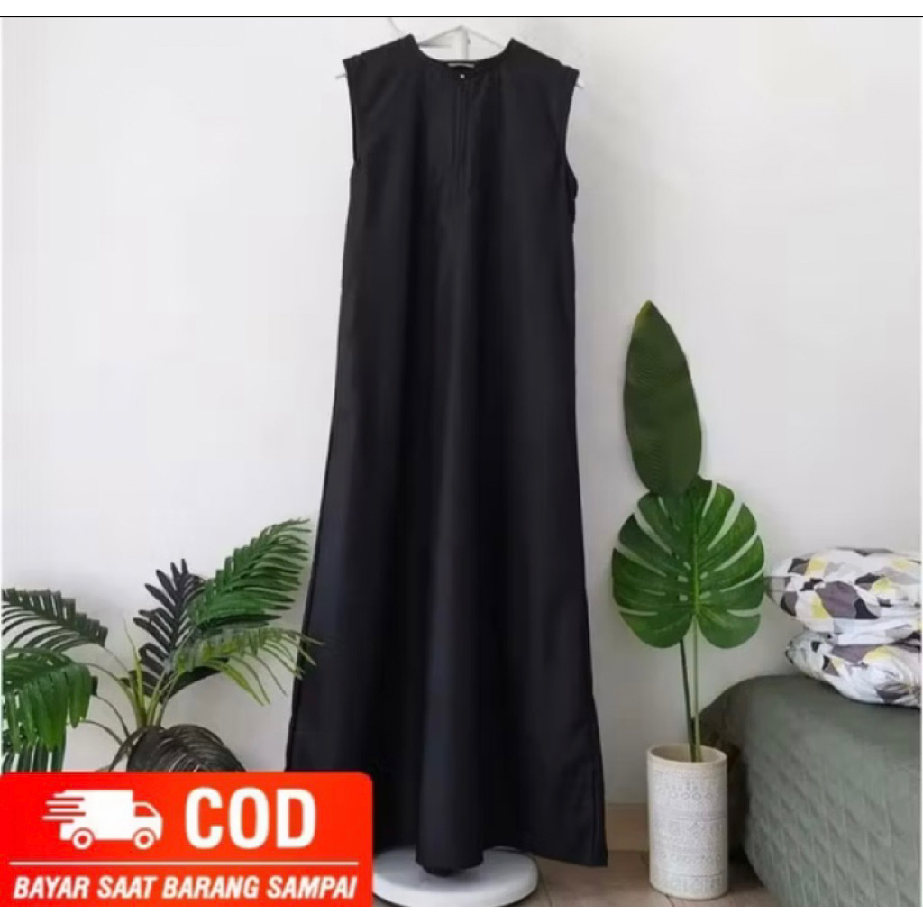 Inner Dress Tanpa Lengan Katun Toyobo Nyaman Dipakai busui friendly gamis wanita