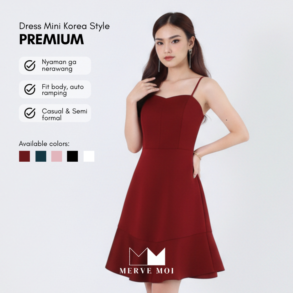Dress Mini Wanita Pesta Kondangan Party Korea Style Elegan Premium Anti Nerawang Tanpa Lengan