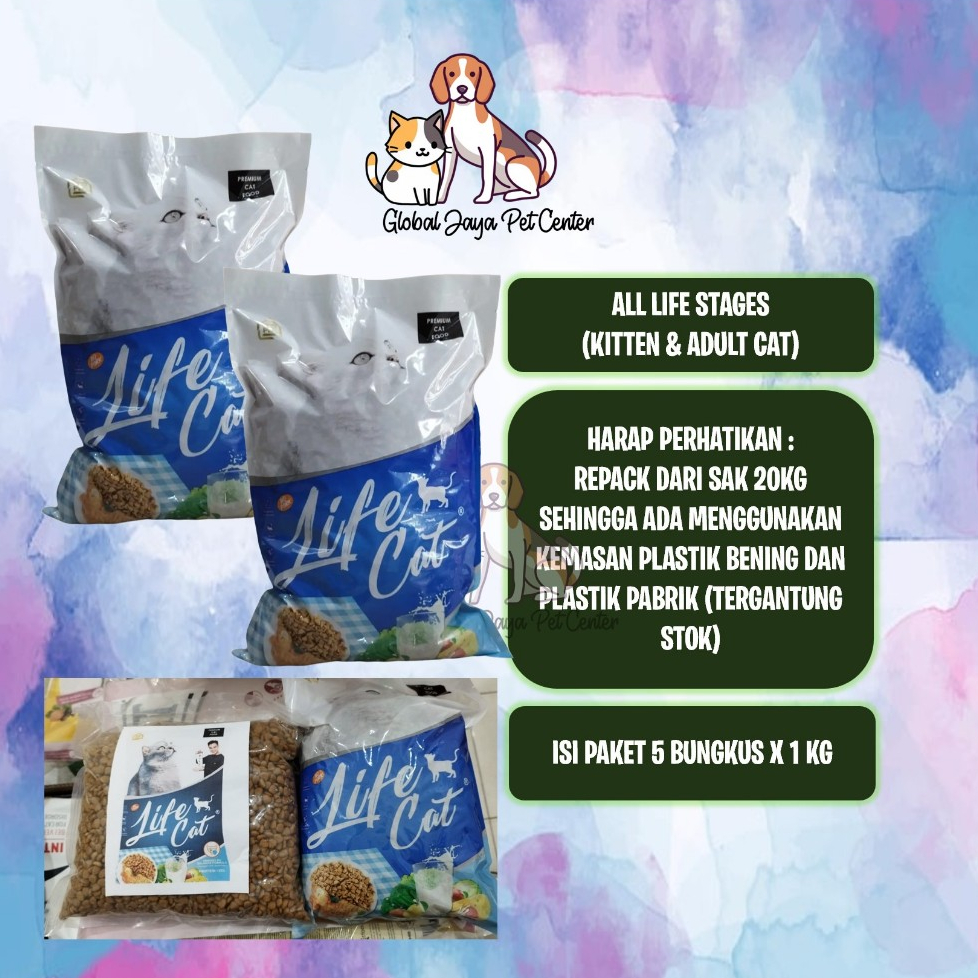 Paket Life Cat Dry Premium cat food 5 kg makanan kucing kitten adult