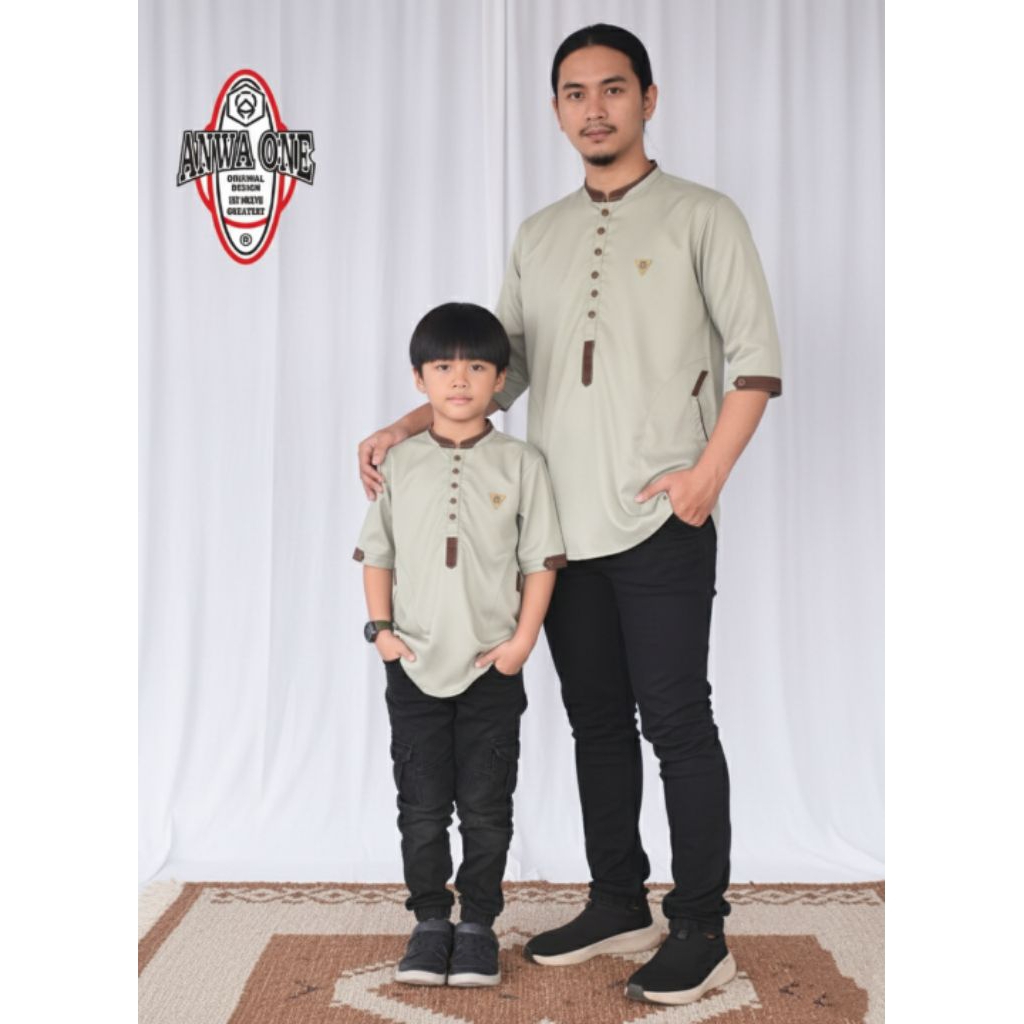 BAJU KOKO KAPEL DEWASA DAN ANAK BAJU KOKO KAPELAN MUSLIM ANWA ONE