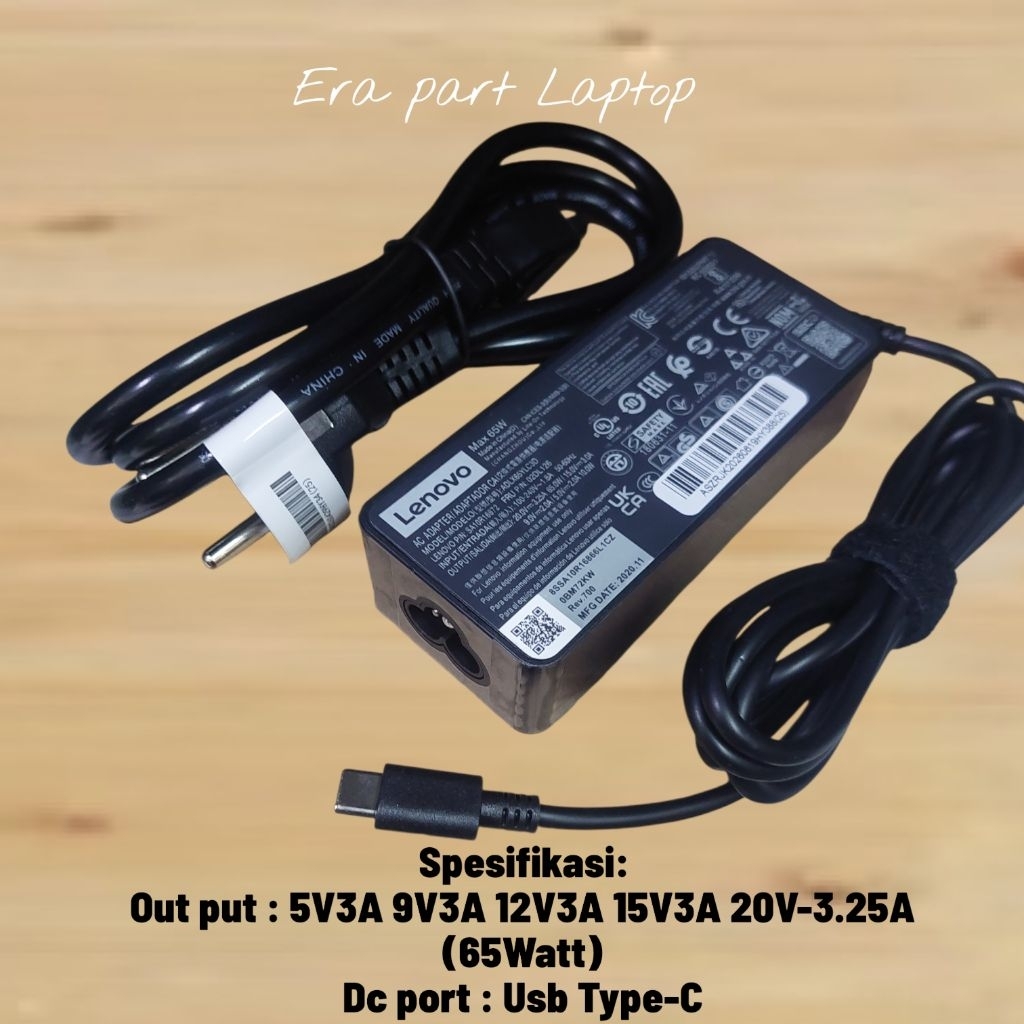 Adaptor Charger Lenovo ThinkPad X280 X390 L380 L390 20V-3.25A 65W Type C