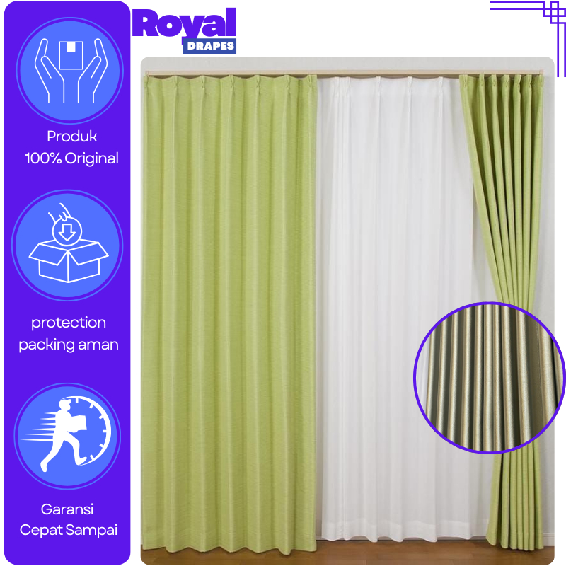 Royal Drapes Tirai Gorden Plisket Jendela Pintu Gorden Blackout Plisket Premium