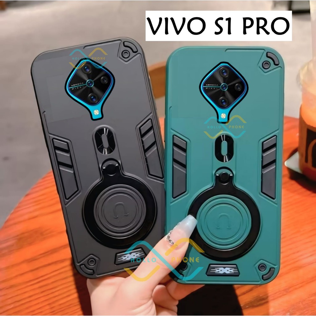 Casing Hp Untuk Vivo S1 Pro Case Robot Fiber Ring 360 Ring Case Pro Camera Cover Ponsel