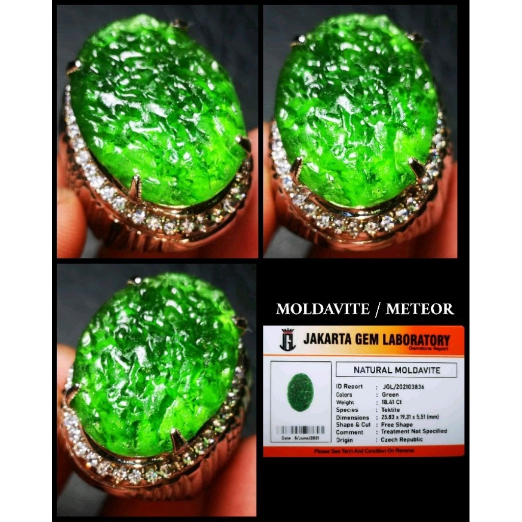 batu permata moldavite jumbo asli batu meteor ya