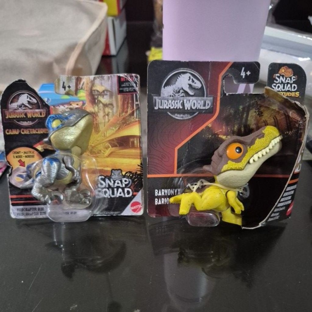 Jurassic World Snap Squad Attitudes Dinosaur Dino Wave 11 Velociraptor Blue Baryonyx Mainan Dinosaur