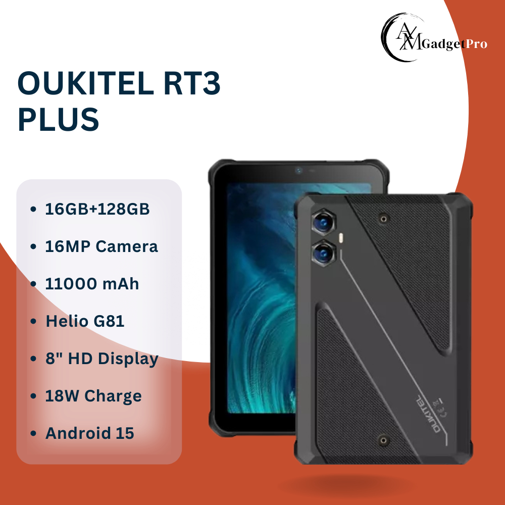 Oukitel RT3 Plus Rugged Tablet Android 15 16GB 128GB 11000mAh 8.0'' HD Display 1 year Warranty